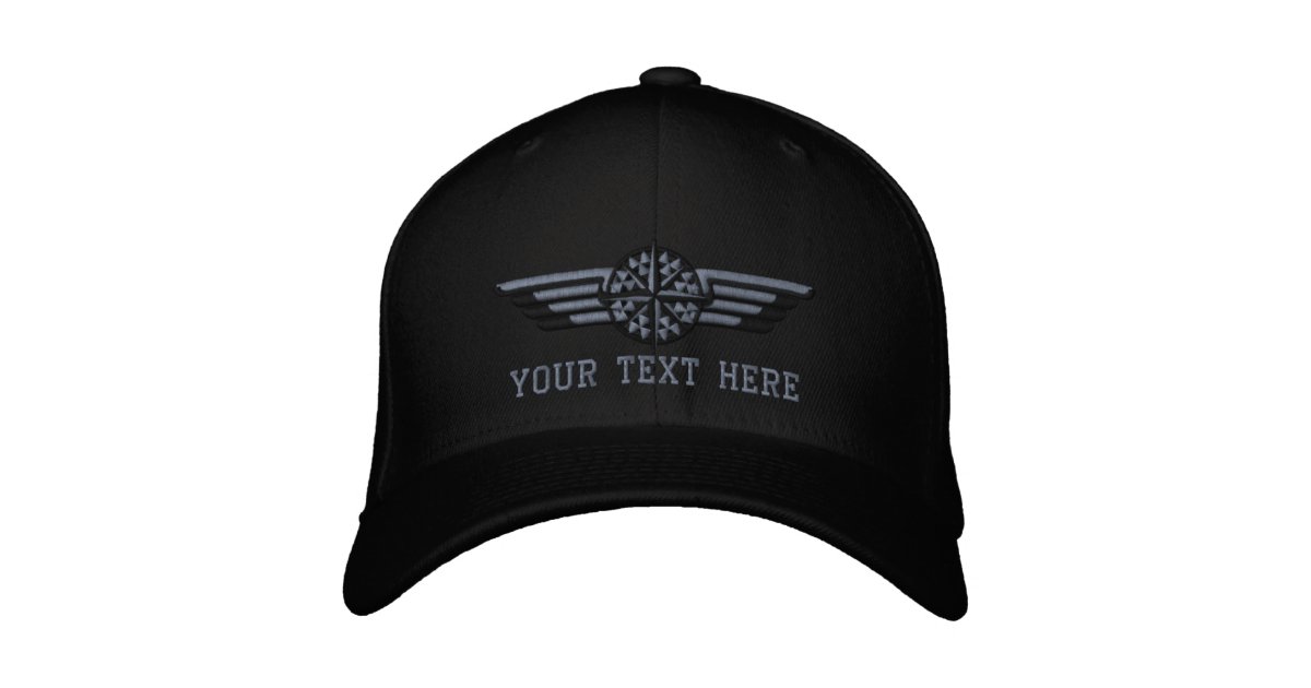 Personalized Northern Star Compass Pilot Wings Embroidered Baseball Cap |  Zazzle