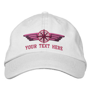 Personalized Northern Star Compass Pilot Wings Embroidered Baseball Cap