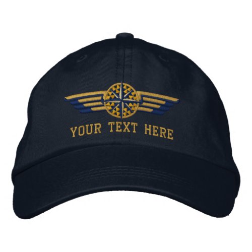 Personalized Northern Star Compass Pilot Wings Embroidered Baseball Cap