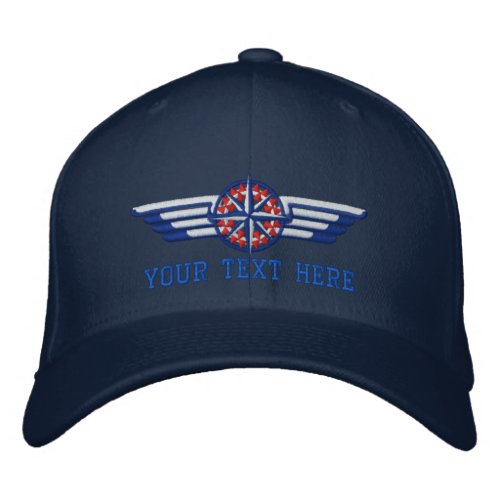 Personalized Northern Star Compass Pilot Wings Embroidered Baseball Hat