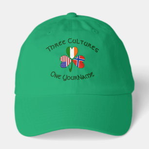 Personalized Norway Ireland USA Flag Shamrock Dad  Hat