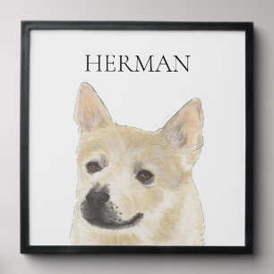 Personalized Norwegian Buhund Portrait Peel And Stick Photo Tile