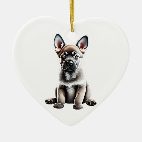 Personalized Norwegian Elkhound Puppy Ceramic Ornament