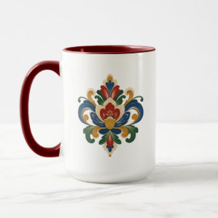 Personalized Norwegian Rosemaling Folk Art Mug