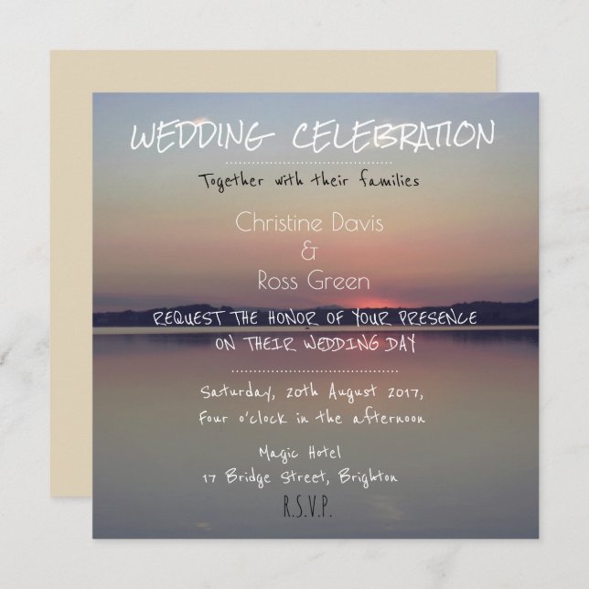 Personalized nostalgic lake wedding invitation (Front/Back)