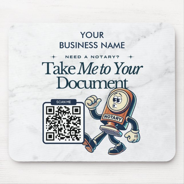 Personalized Notary Public Marketing with QR Code  Mouse Pad (Front)