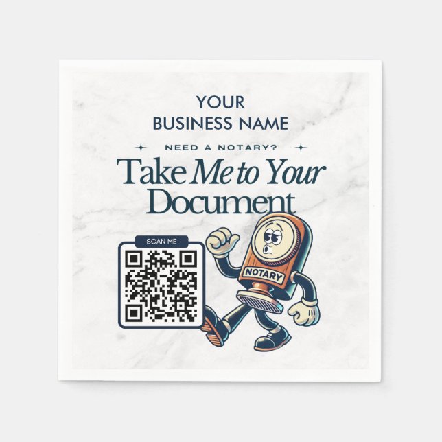 Personalized Notary Public Marketing with QR Code  Napkins (Front)