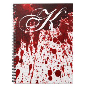 Personalized Note Book Blood Splatter Vampire Goth