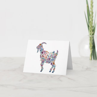 Personalized note cards pretty floral goat