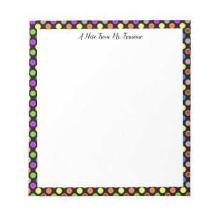 Personalized Note From, Colorful Polka Dots, Black