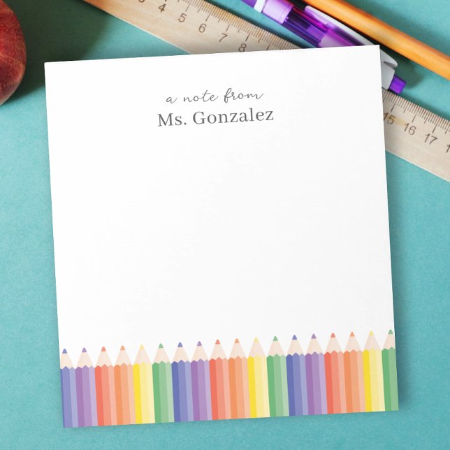 Personalized Note From Rainbow Teacher Notepad (Personalize this useful gift for teachers, as Christmas gift or as a Teacher appreciation gift.)