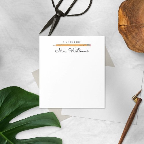 Personalized Note From Teacher Pencil Note Pad