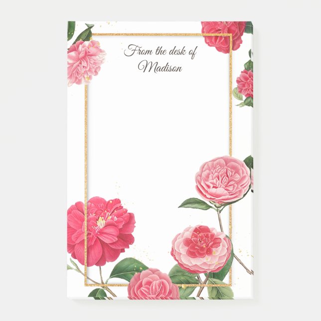 Personalized Note From The Desk Pink Floral Girly (Front)