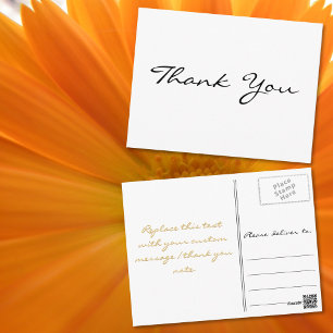 Personalized Note Modern Simple White Thank You Postcard