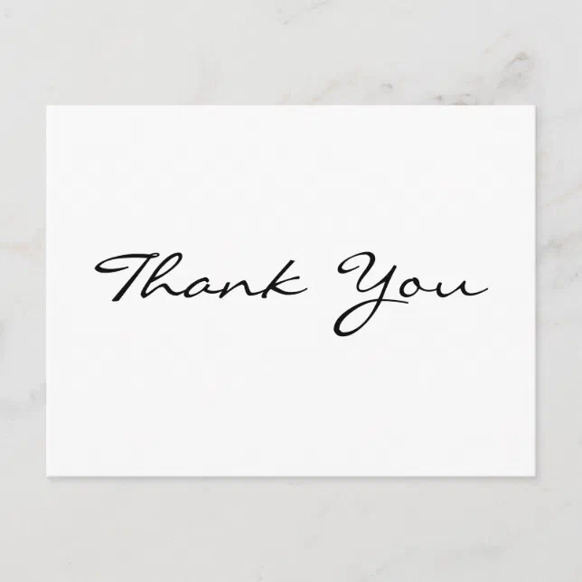 Personalized Note Modern Simple White Thank You Postcard | Zazzle
