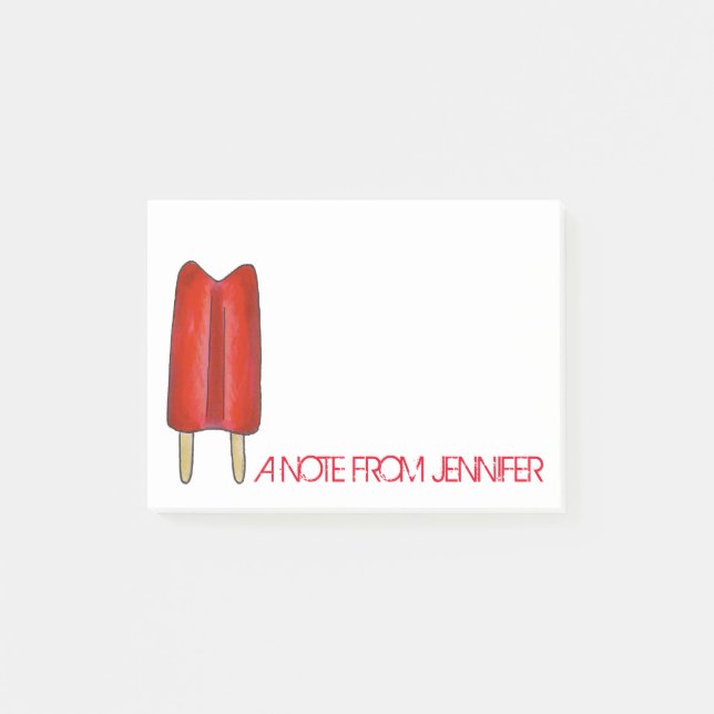 Personalized Note Red Twin Pop Popsicle Post It (Front)
