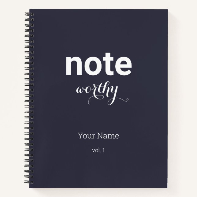 Personalized Note Worthy Spiral Notebook (Front)