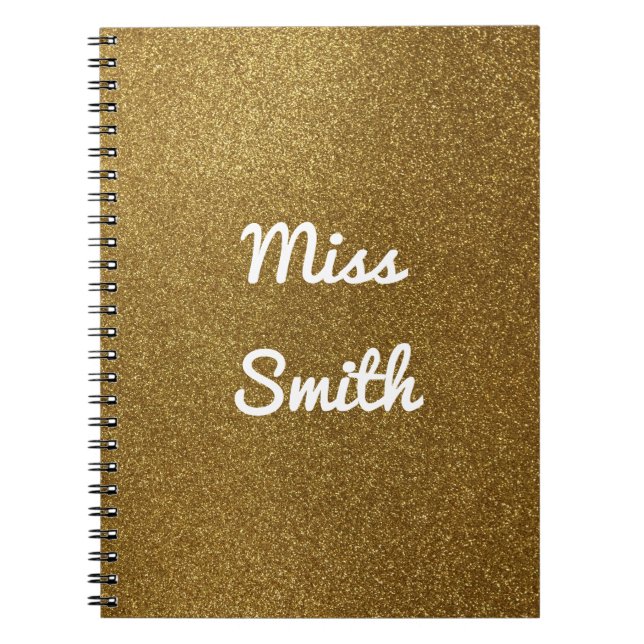 Personalized Notebook Any Name Gold Glitter (Front)