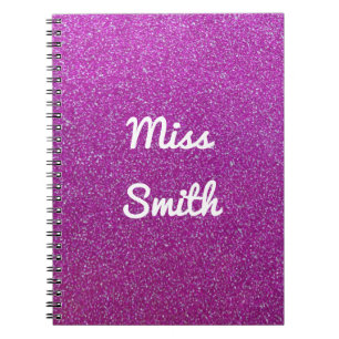 Personalized Notebook Any Name Purple Glitter