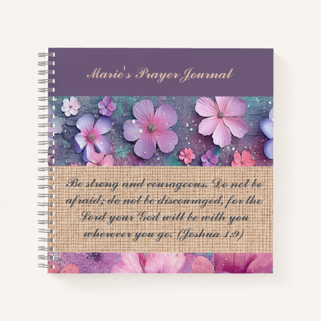 Personalized Notebook - Colorful Glitter Flowers (Front)