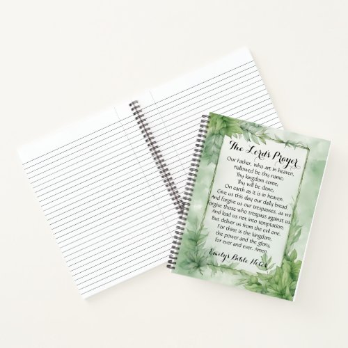 Personalized Notebook containing the Lords Prayer