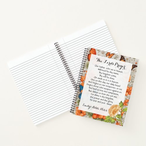 Personalized Notebook containing the Lords Prayer