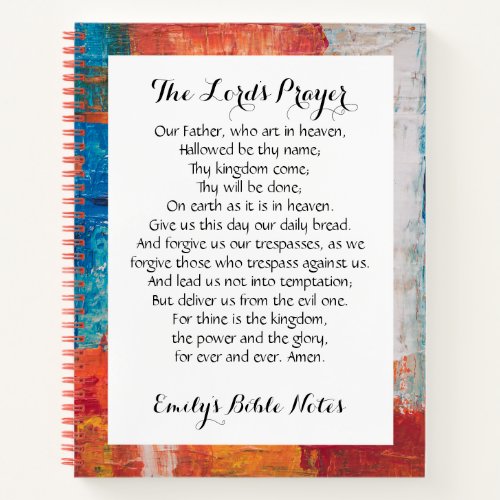 Personalized Notebook containing the Lords Prayer