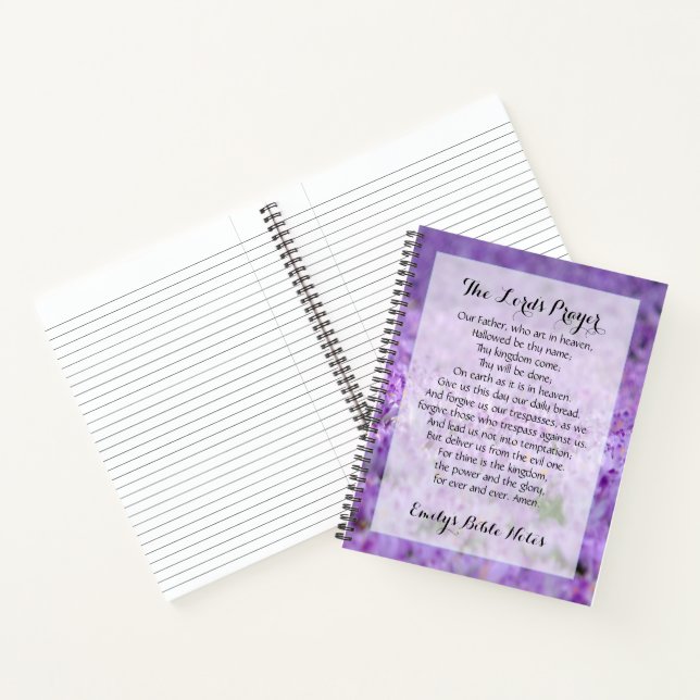 Personalized Notebook containing the Lord's Prayer (Inside)