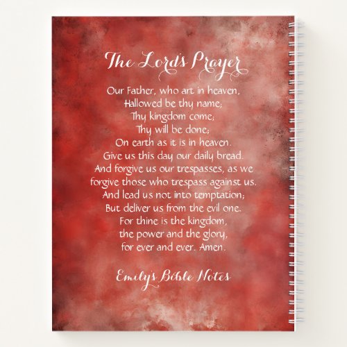 Personalized Notebook containing the Lords Prayer