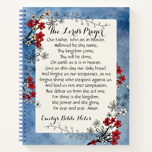 Personalized Notebook containing the Lords Prayer