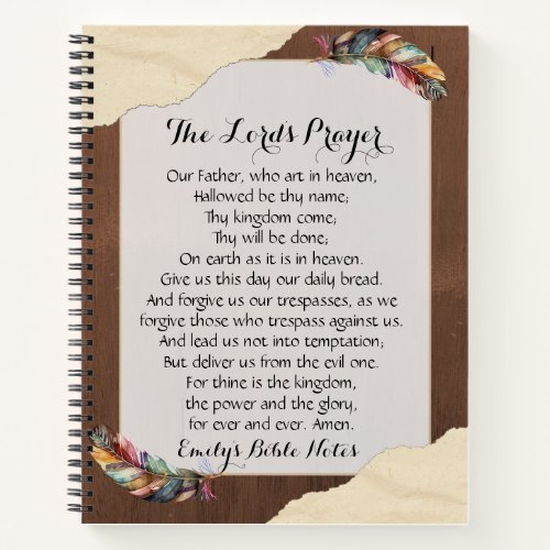 Personalized Notebook containing the Lords Prayer