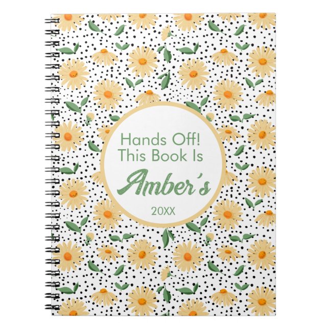 Personalized Notebook – Daisy design (Front)
