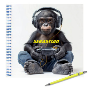 Personalized Notebook Gamer Chimp for Kids