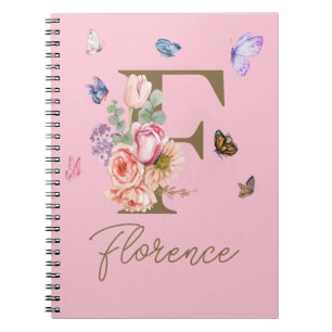 Personalized Notebook Initial Butterfly