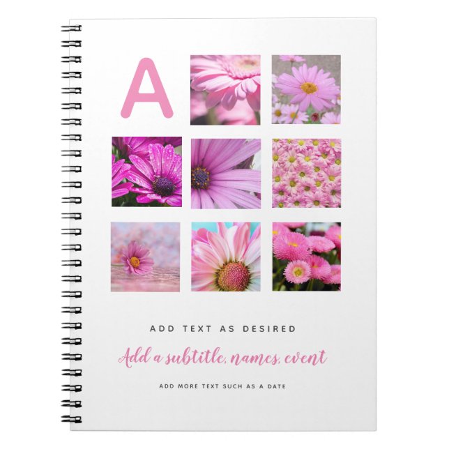 Personalized Notebook Template Photos Text Initial (Front)