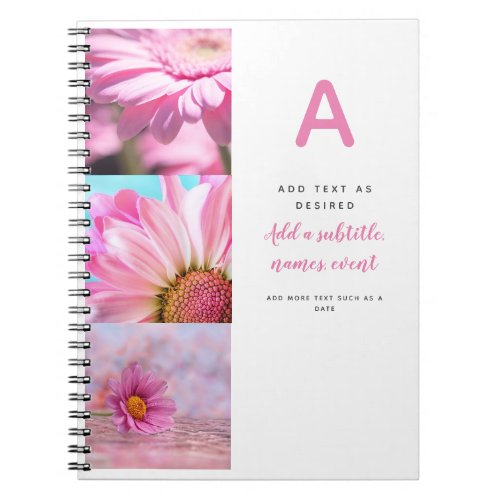 Personalized Notebook Template Photos Text Initial