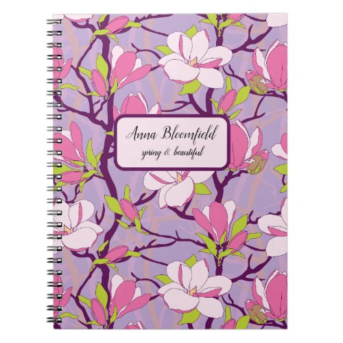 Personalized Notebook with Blooming Magnolia