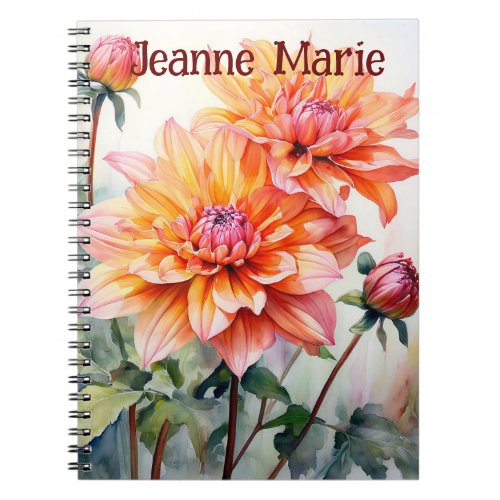 Personalized Notebook with flower design