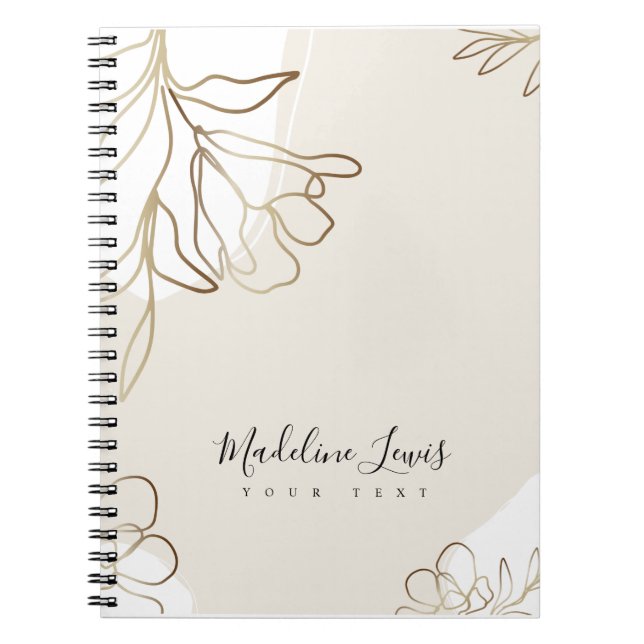 Personalized Notebook with Gold Flowers (Front)