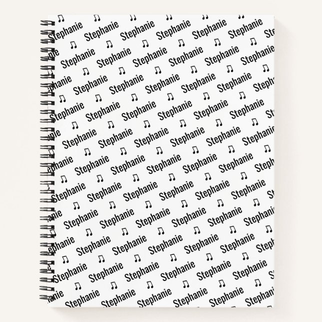 Personalized Notebook with Name & Musical Notes (Front)