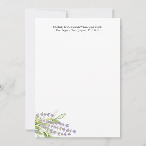 Personalized Notecards Watercolor Lavender