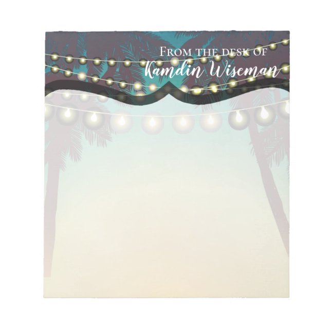 Personalized Notepad Beach Sunset Palm Tree String (Front)