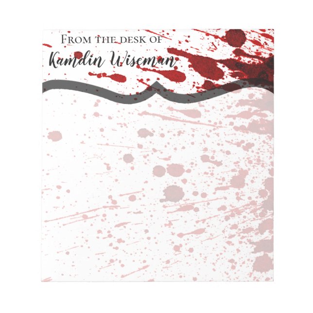 Personalized Notepad Blood Splatter Vampire Gothic (Front)