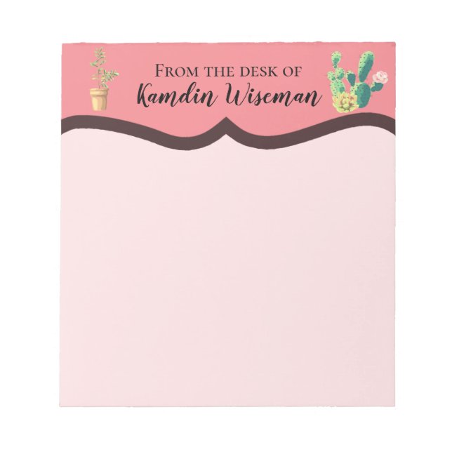 Personalized Notepad Bohemian Cactus Succulents De (Front)