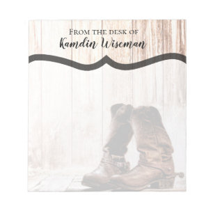 Personalized Notepad Boots Country Rustic Western