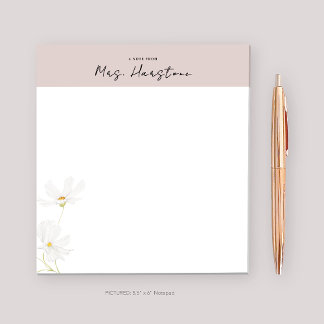 Personalized Notepad for Teacher with Flower