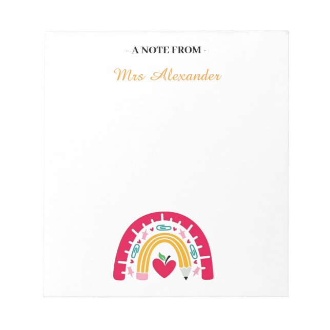 Personalized Notepad for Teachers, Cute Notepad wi (Front)