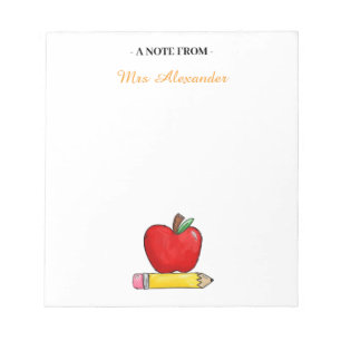 Personalized Notepad for Teachers, Cute Notepad wi