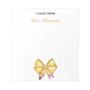 Personalized Notepad for Teachers, Cute Notepad wi