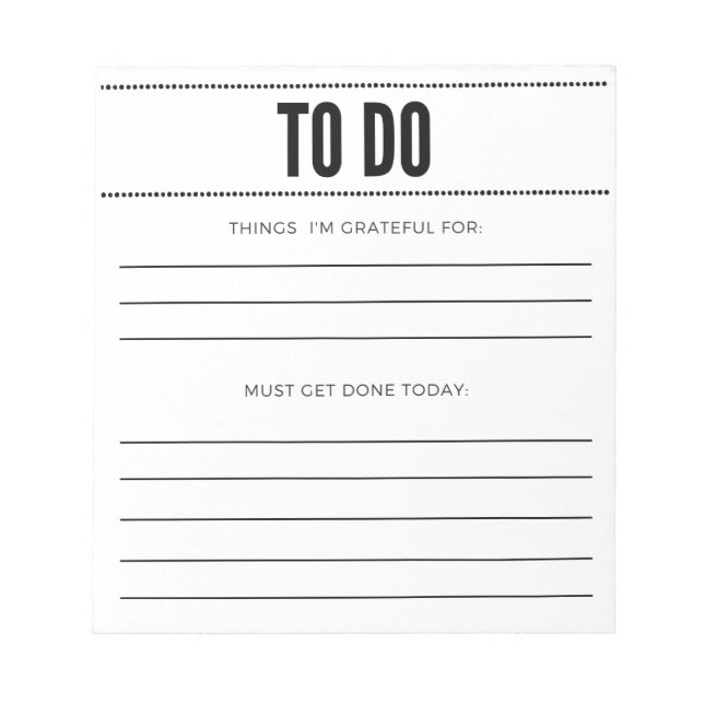 Personalized Notepad, Gratitude List, To Do List  Notepad (Front)